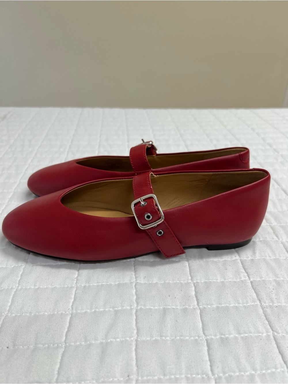 Madewell The Remy Mary Jane Flat in Ruby Port Red Leather Size 6 - Picture 6 of 10
